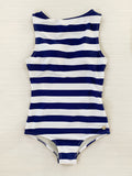 Heather White and Navy Stripes
